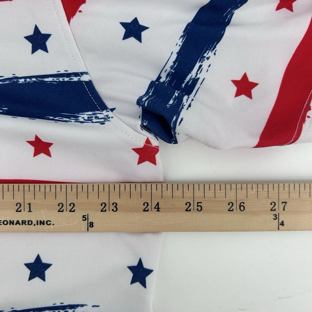 Royal & Awesome Golf Polo Mens XL USA Flag Red White Blue Patriotic Americana - Picture 6 of 7